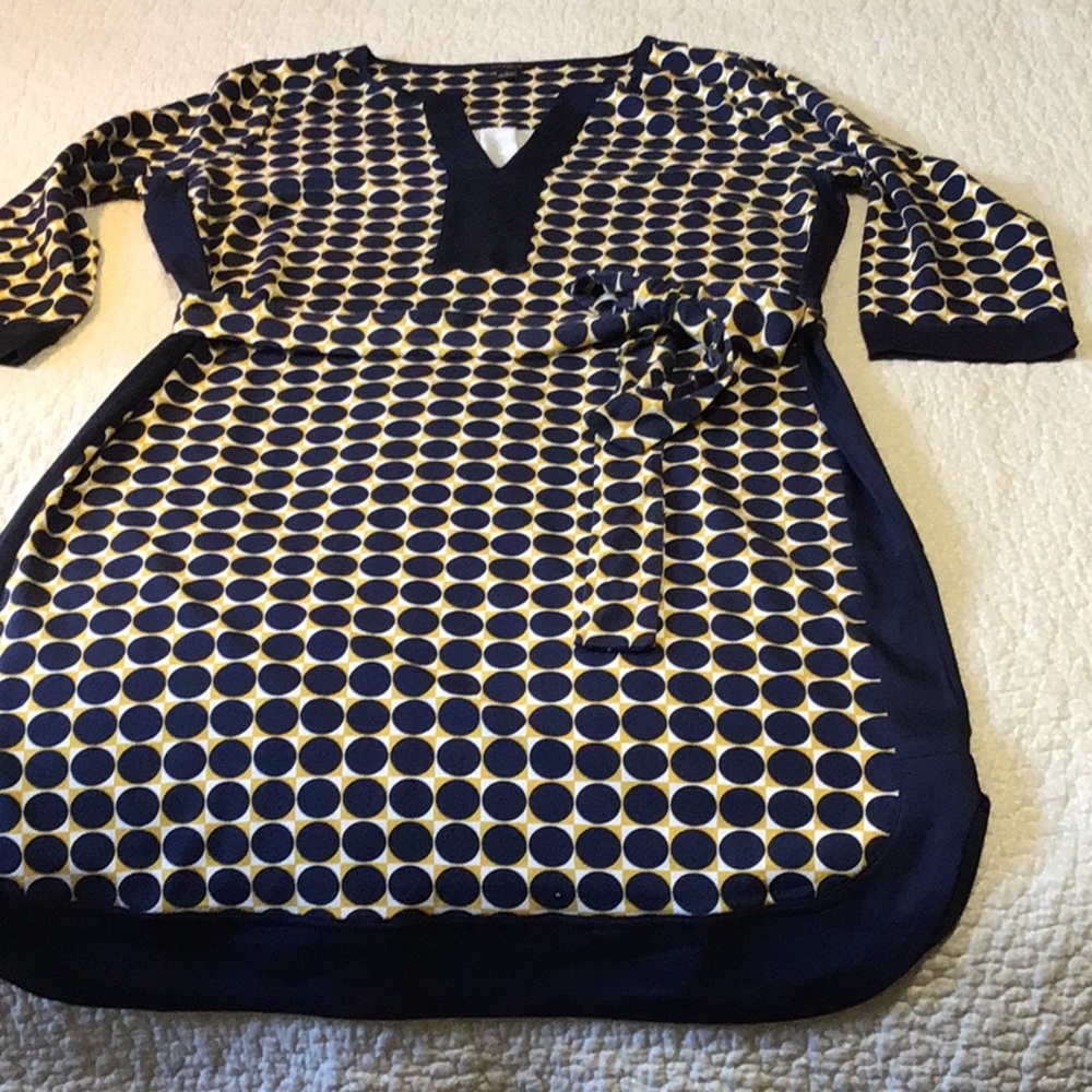 Ann Taylor Fun Navy White Yellow Dress Tunic L
